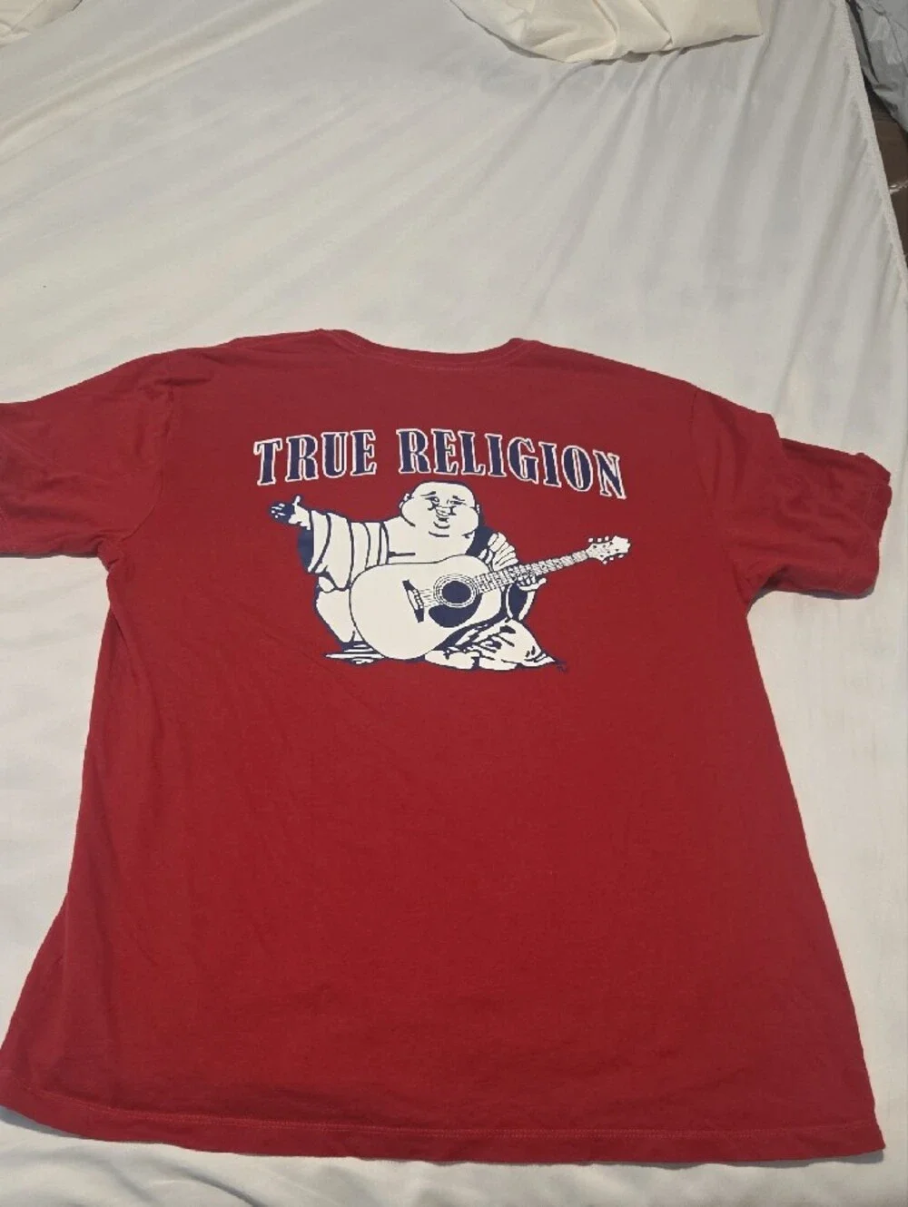 True Religion Men’s Red Short Sleeve Tee with Chest Horseshoe Logo